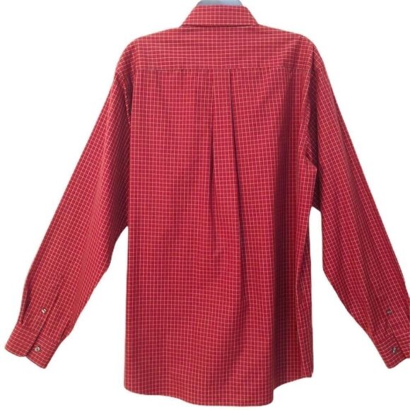 EDDIE BAUER Shirt Red/Tan Stripe Button Do… - Picture 2 of 4